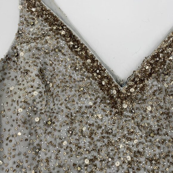 BHLDN Gray Gold Beaded Tulle Maxi Dress | Size 14 - Picture 12 of 12